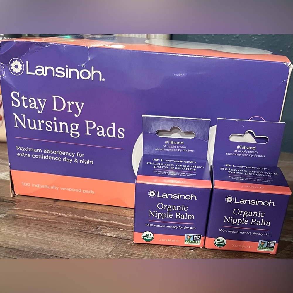 Lansinoh Stay Dry Disposable Nursing Pads & 2 Jars Of Organic Nipple Cream New!